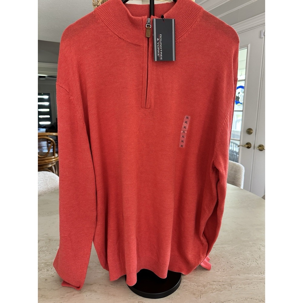 Roundtree & Yorke NWT Sweater Size XL Men's Washed Red Long Sleeves Quarter Zip